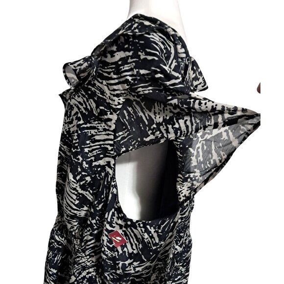 Merona Womens Black & Gray Abstract Print Ruffle Dress Size 4X Polyester Short S - Picture 9 of 13